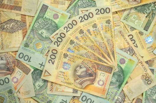 one and two hundred zloty banknotes from poland