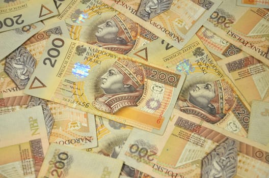 two hundred zloty banknotes from poland