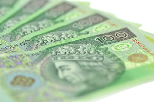 one hundred zloty banknotes from poland