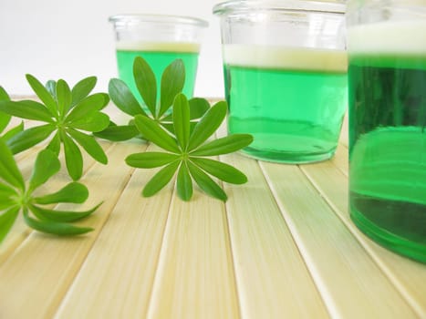 Woodruff dessert with vanilla sauce