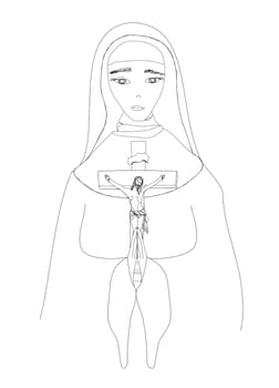 Vector illustration of nun