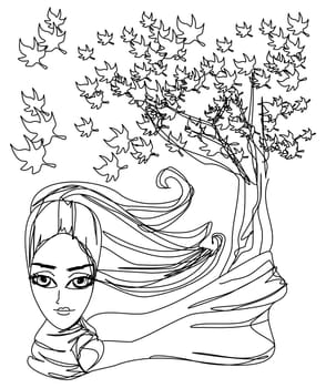 Abstract Beautiful autumn Woman  portrait