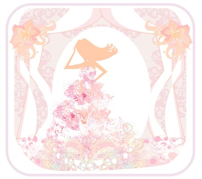 Abstract Beautiful floral bride - silhouette woman