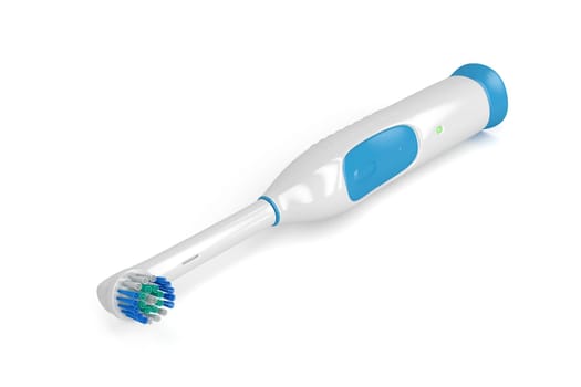 Electric toothbrush on white background
