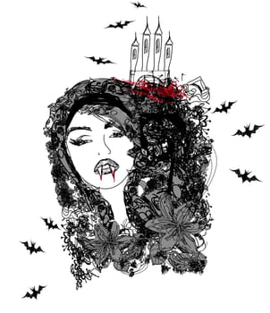 abstract portrait of a beautiful female vampire