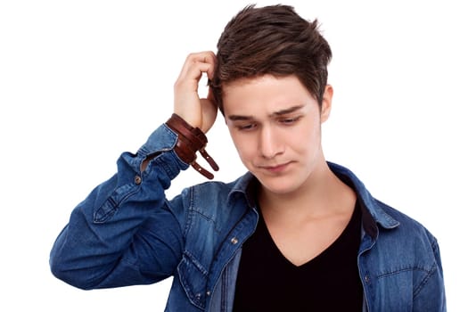 Doubtful young man thinking to a decision