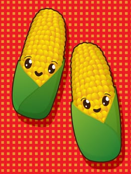 Kawaii style drawing corn icons