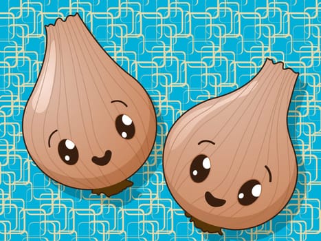 Kawaii style drawing onion icons
