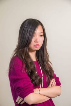Portrait of young woman looking stressed out