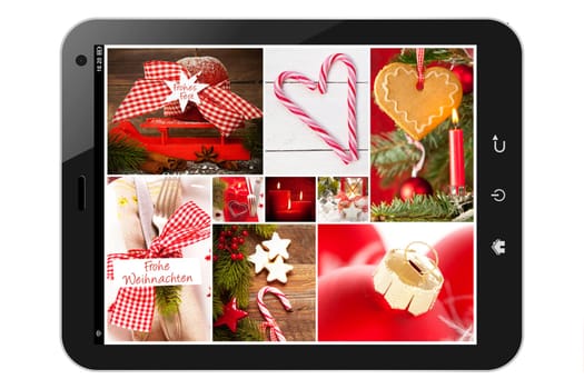 Tablet pc with Christmas collage