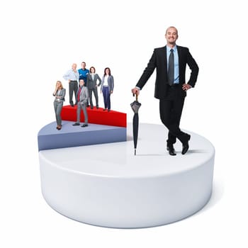 business people on 3d financial cake