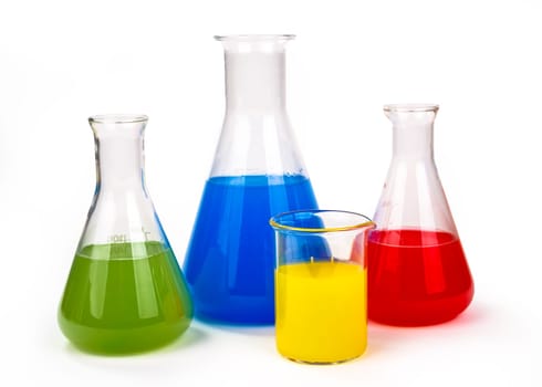Laboratory glassware isolated over white background