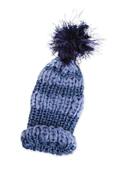 Blue knitted cap,wooly hat
