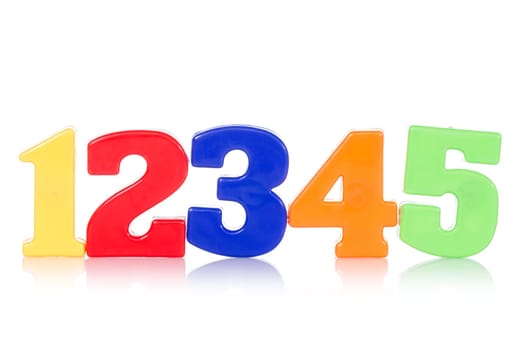 Five colorful digits isolated on white background