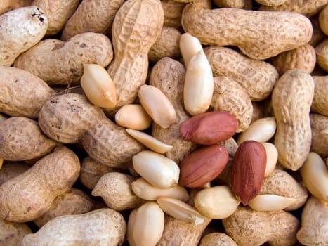 Agricultural background, a pile of beautiful cleared peanut