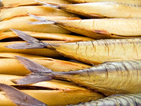 The beautiful big mackerels on a counter