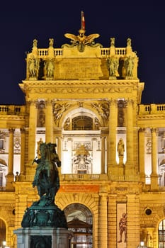 Hofburg by night,landmark and destination in Vienna