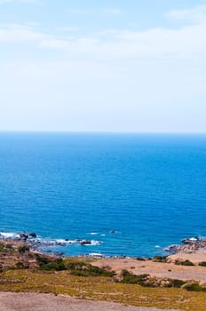 Wide view of Kedrodasos beach, island of Crete, Greece