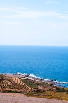 Wide view of Kedrodasos beach, island of Crete, Greece