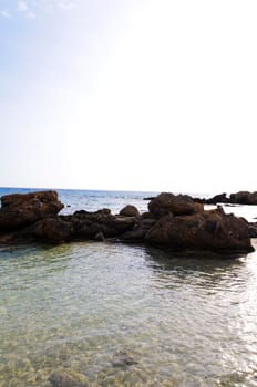 Wide view of Kedrodasos beach, island of Crete, Greece