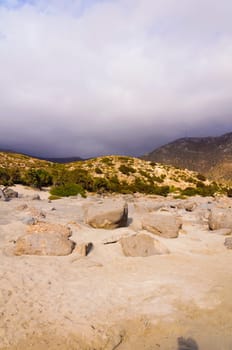 Wide view of Kedrodasos beach, island of Crete, Greece