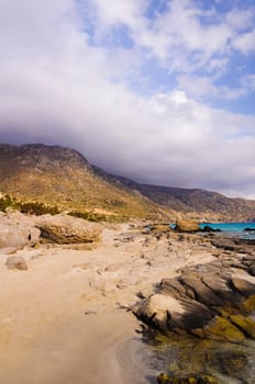 Wide view of Kedrodasos beach, island of Crete, Greece