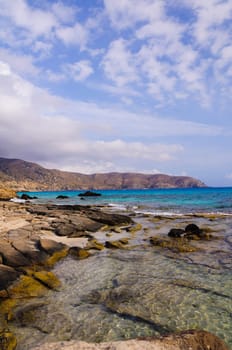 Wide view of Kedrodasos beach, island of Crete, Greece