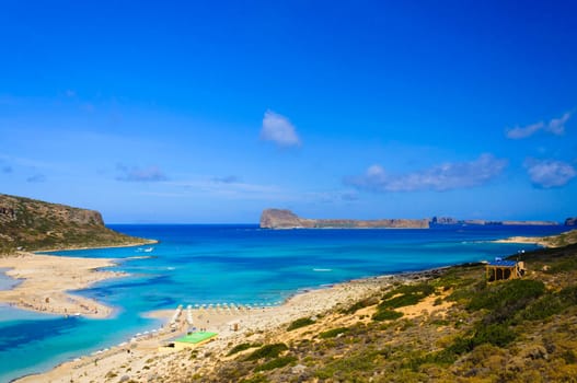 Amazing view over Balos Lagoon and Gramvousa island on Crete, Greece