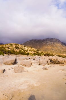 Wide view of Kedrodasos beach, island of Crete, Greece