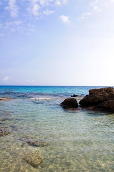 Wide view of Kedrodasos beach, island of Crete, Greece