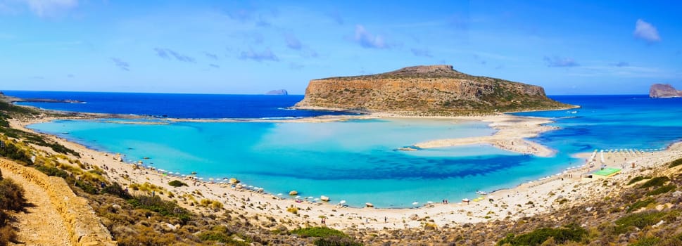 Amazing view over Balos Lagoon and Gramvousa island on Crete, Greece