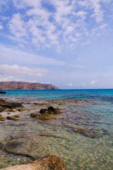 Wide view of Kedrodasos beach, island of Crete, Greece