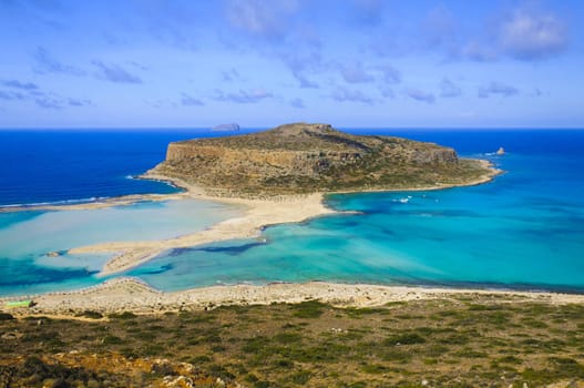 Amazing view over Balos Lagoon and Gramvousa island on Crete, Greece