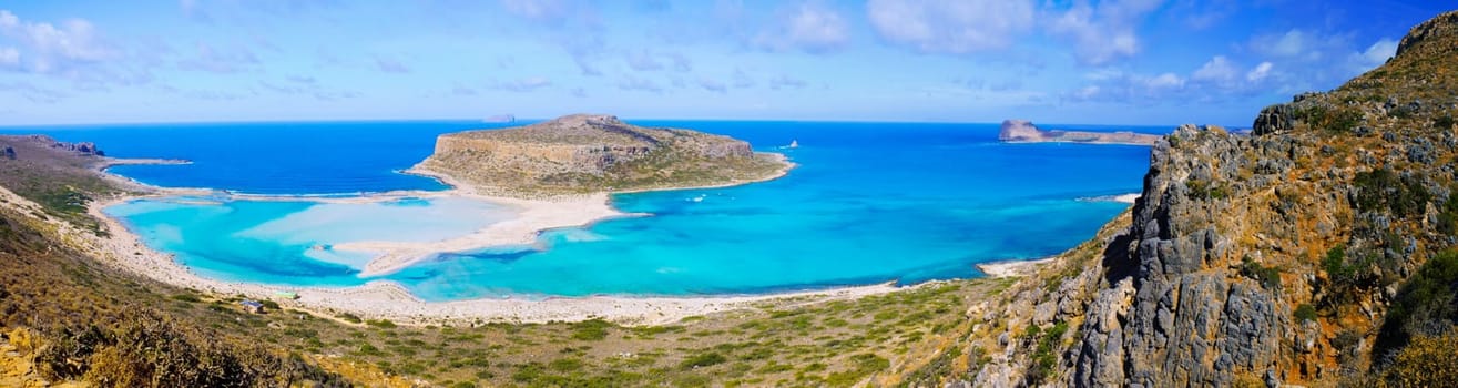 Amazing view over Balos Lagoon and Gramvousa island on Crete, Greece