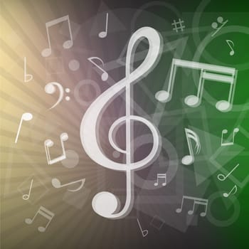 The modern abstract music notes and geometrical shapes background
