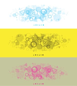 The modern abstract panoramic backgrounds of color geometrical shapes