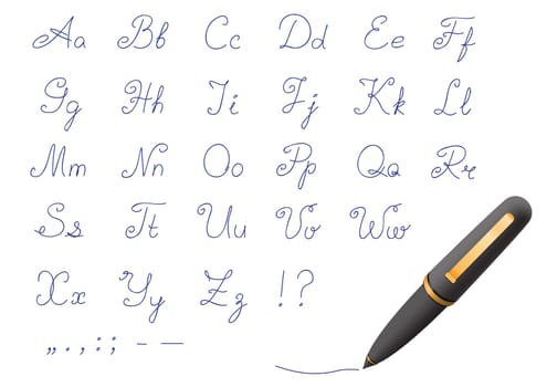 Font written by a black pen on a white background