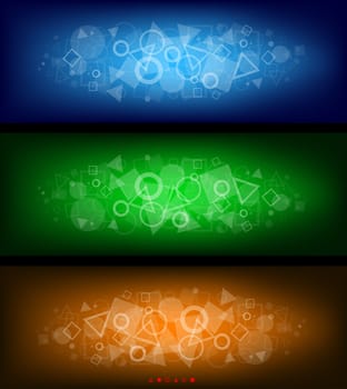 The modern abstract panoramic backgrounds of white geometrical shapes