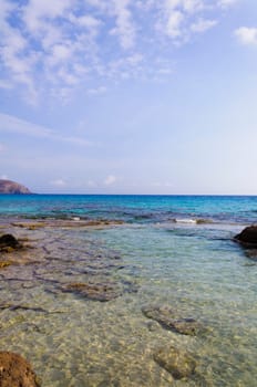 Wide view of Kedrodasos beach, island of Crete, Greece