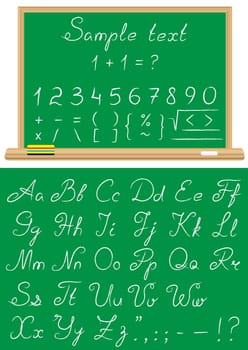 Font written by a chalk on a chalkboard