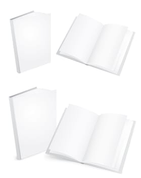 3d white books isolated on the white background