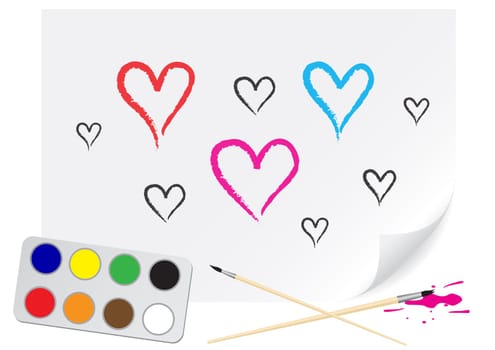Nursery drawing heart on a paper