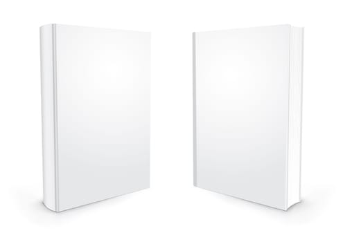 Empty white books isolated on the white background