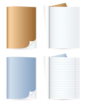 Different copybooks isolated on the white background
