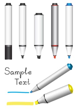 Different board markers isolated on white background