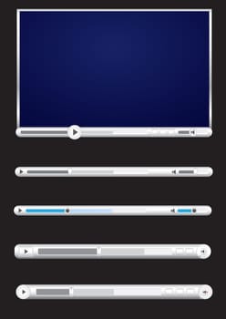 Browser video player on the black background