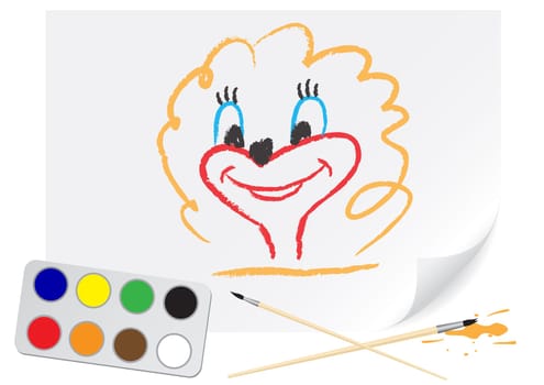 Nursery drawing girl on a paper