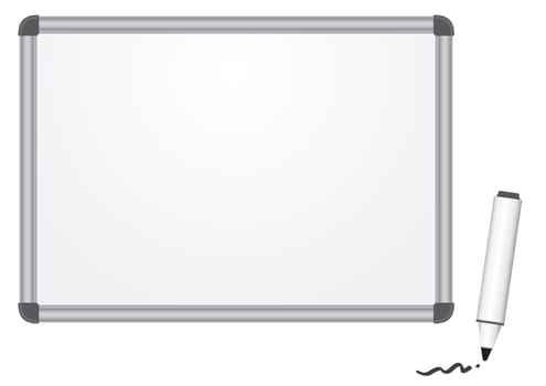 The magnetic white marker board isolated on the white background
