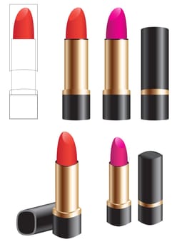 Female lipstick isolated on a white background