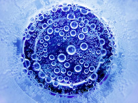 The abstract water oxygen bubbles blue background